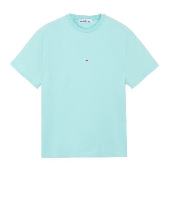 Sold out - Other colours available STONE ISLAND 216X3 STONE ISLAND MARINA<br>POLYESTER SEAQUAL® YARN/COTTON JERSEY  Short sleeve t-shirt Man Aqua