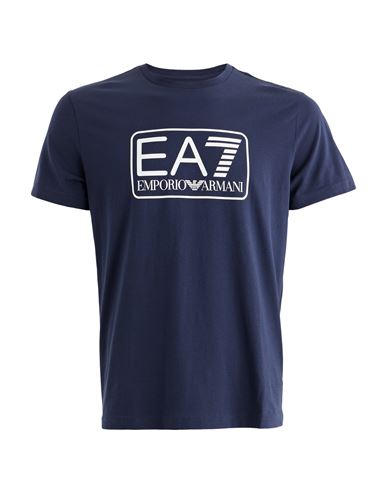 Ea7 Man T-shirt Midnight Blue Size L Cotton
