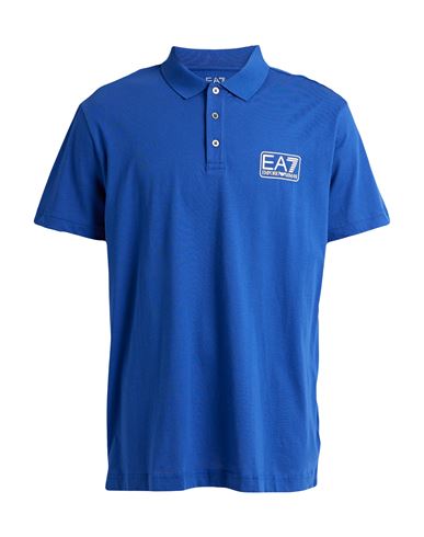 Ea7 Man Polo Shirt Blue Size Xxl Cotton