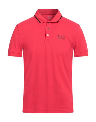 Ea7 Man Polo Shirt Tomato Red Size 3xl Cotton, Elastane In Tomato Red