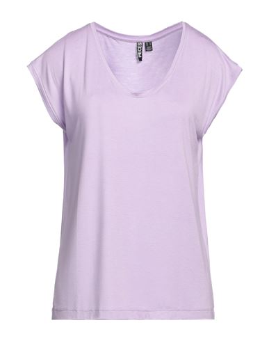 Pieces Woman T-shirt Lilac Size L Ecovero Viscose, Elastane In Purple