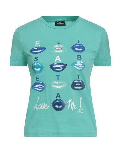 Elisabetta Franchi Woman T-shirt Turquoise Size 8 Cotton