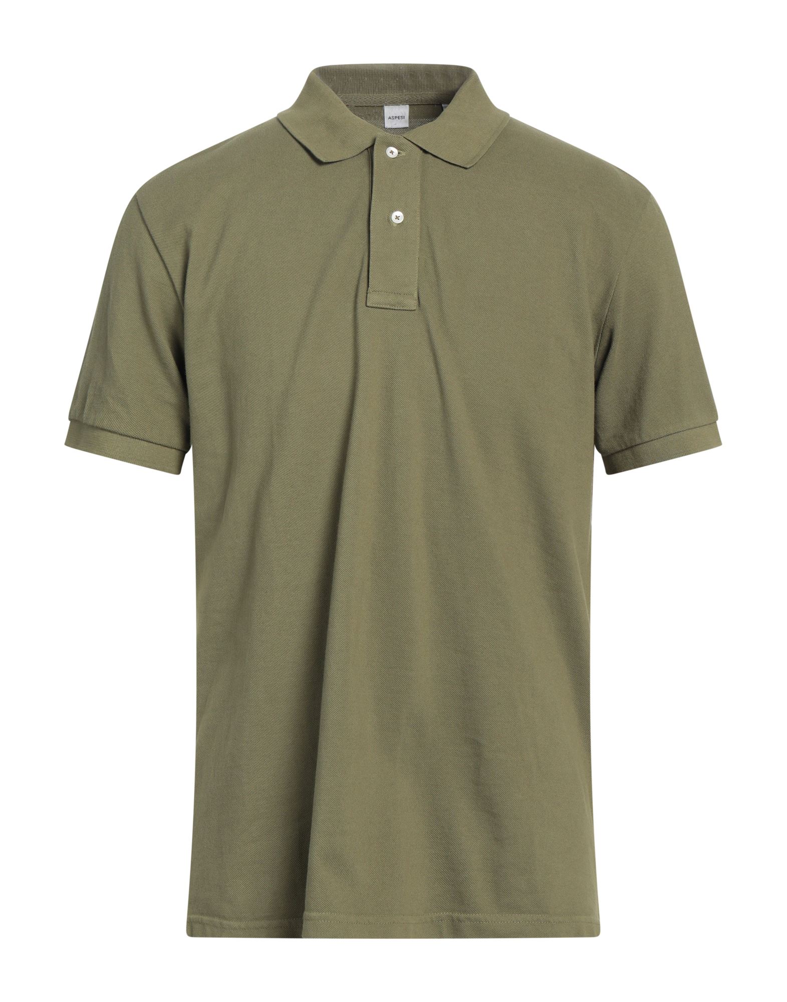 Shop Aspesi Man Polo Shirt Military Green Size Xs Cotton