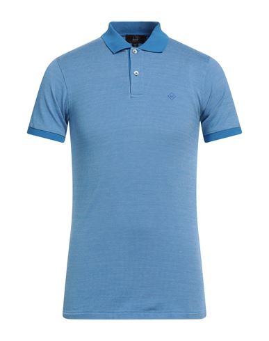 Dunhill Man Polo Shirt Azure Size Xs Cotton, Mulberry Silk In Blue