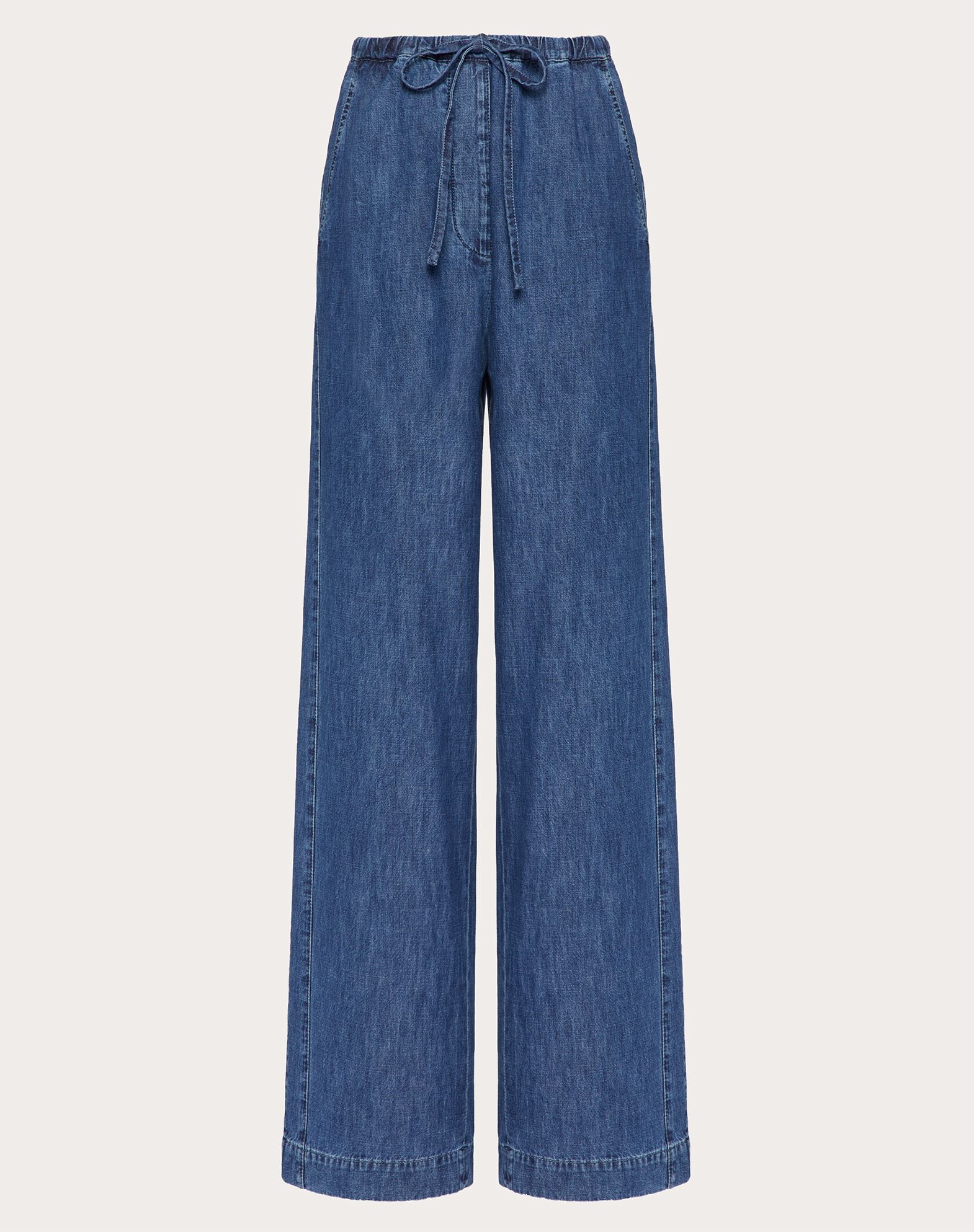 Valentino Straight Leg Denim Trousers In Navy
