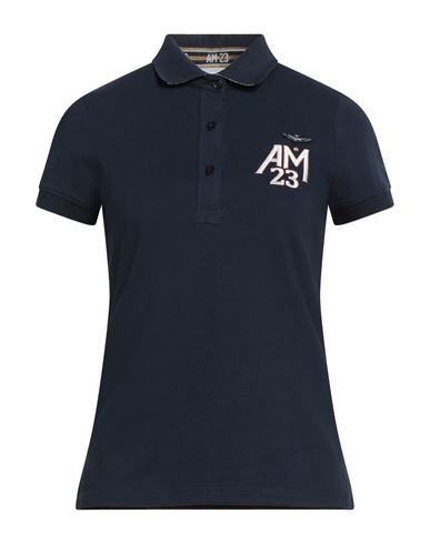 Aeronautica Militare Woman Polo Shirt Midnight Blue Size Xxl Cotton, Elastane In Blue