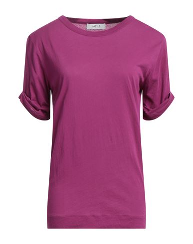 Alpha Studio Woman T-shirt Purple Size 10 Cotton