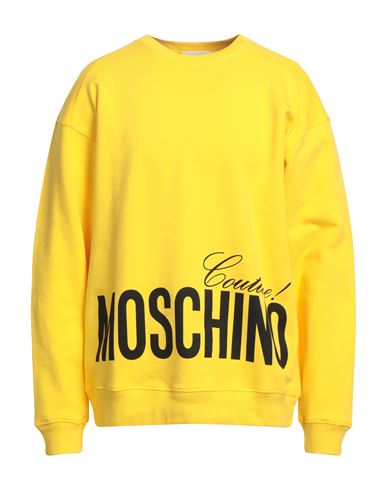 Shop Moschino Man Sweatshirt Yellow Size 42 Cotton