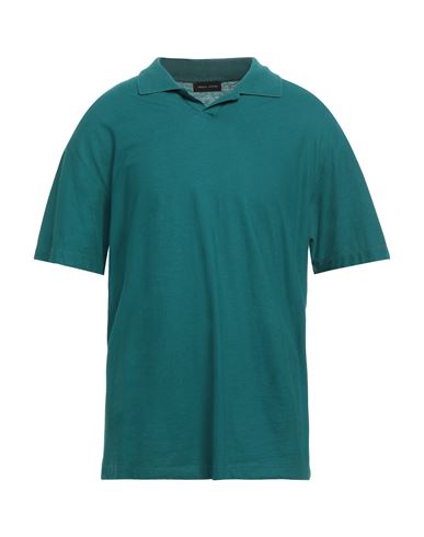 Roberto Collina Man Polo Shirt Deep Jade Size 44 Cotton In Green
