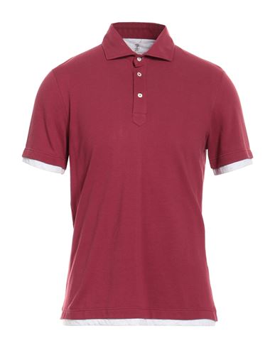 Brunello Cucinelli Man Polo Shirt Garnet Size L Cotton In Red