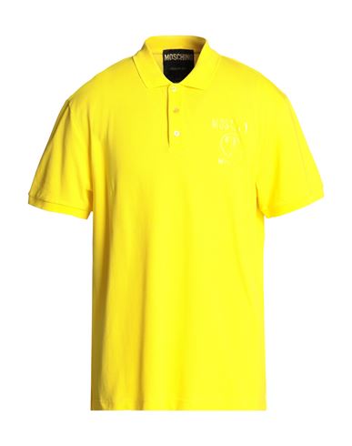 Shop Moschino Man Polo Shirt Yellow Size 44 Cotton