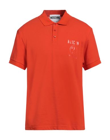 Shop Moschino Man Polo Shirt Orange Size 44 Cotton