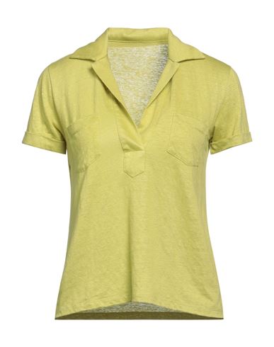 Majestic Filatures Woman Polo Shirt Acid Green Size 1 Linen, Elastane