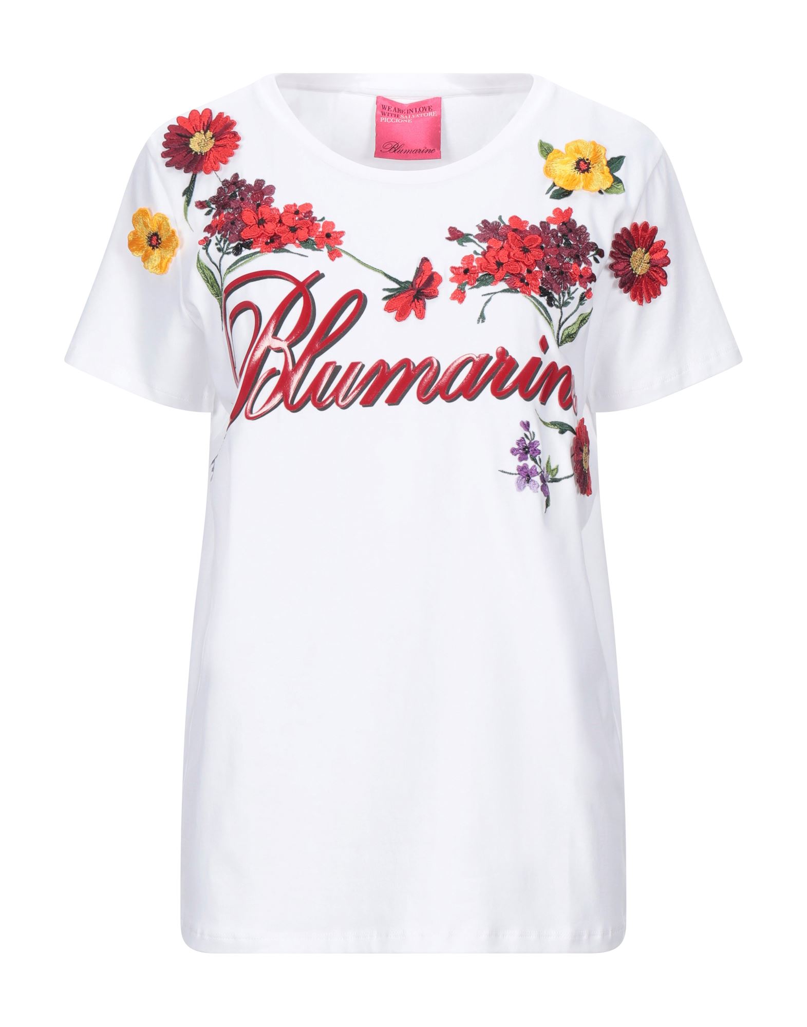 《セール開催中》BLUMARINE レディース T シャツ ホワイト 40 コットン 95% / ポリウレタン 5% / ポリエステル / ゴム / レーヨン