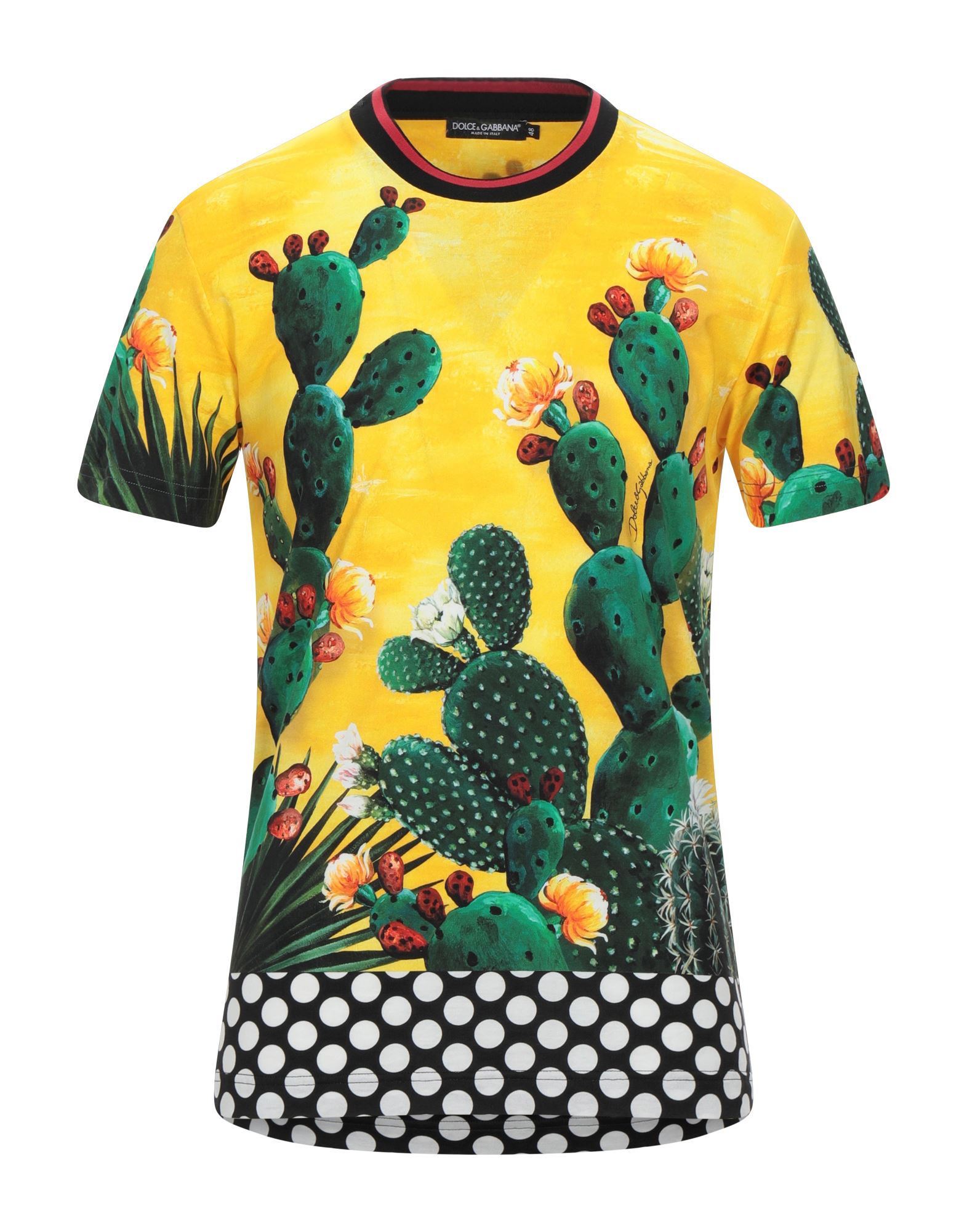 Dolce & Gabbana Man T-shirt Yellow Size 38 Cotton, Elastane