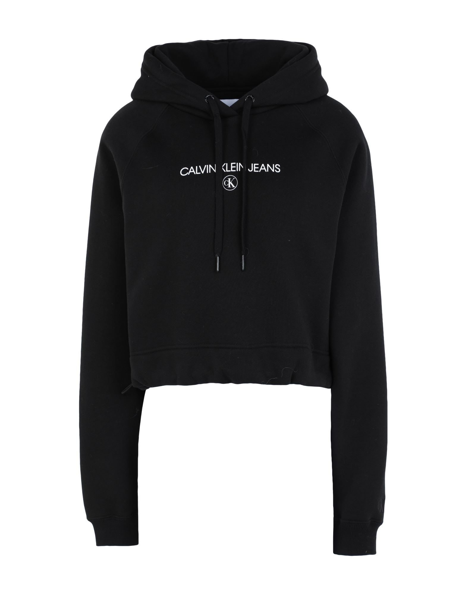 《セール開催中》CALVIN KLEIN JEANS レディース スウェットシャツ ブラック XS コットン 63% / ポリエステル 37% INST ROUND CK HOODIE