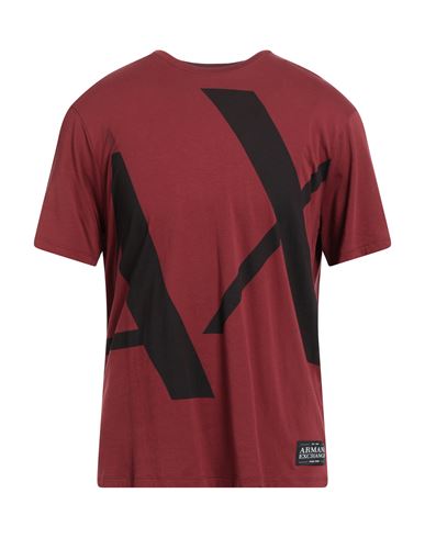 Armani Exchange Man T-shirt Burgundy Size Xs Supima Cotton In Red