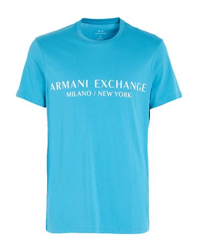 Armani Exchange Man T-shirt Light Blue Size L Cotton In Multi