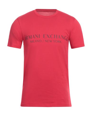 Armani Exchange Man T-shirt Tomato Red Size M Cotton In Tomato Red