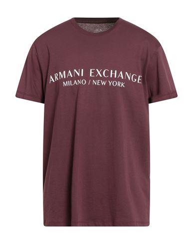 Armani Exchange Man T-shirt Plum Size M Cotton In Multi