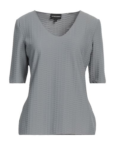 EMPORIO ARMANI EMPORIO ARMANI WOMAN T-SHIRT GREY SIZE 14 POLYAMIDE, ELASTANE 