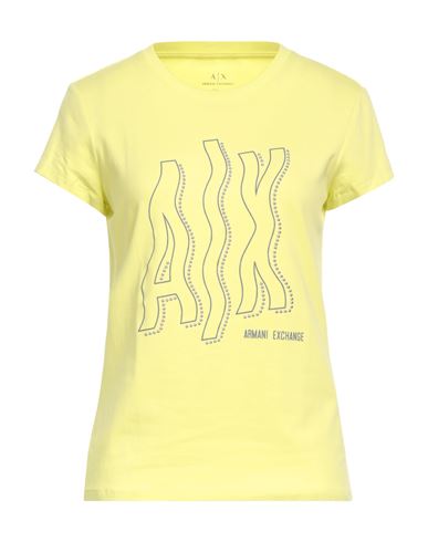 Shop Armani Exchange Woman T-shirt Acid Green Size M Cotton, Elastane