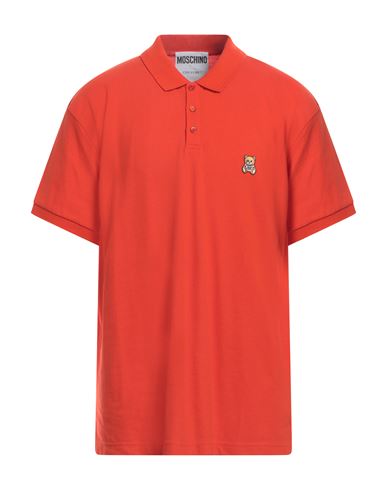 Shop Moschino Man Polo Shirt Orange Size 38 Cotton