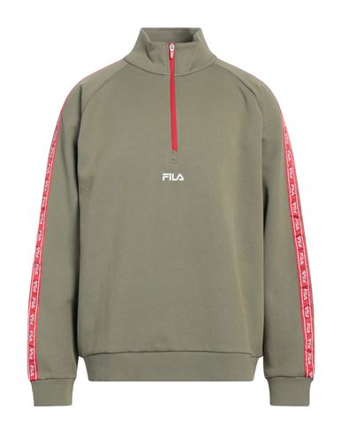 Shop Fila Man Sweatshirt Military Green Size S Cotton, Polyester