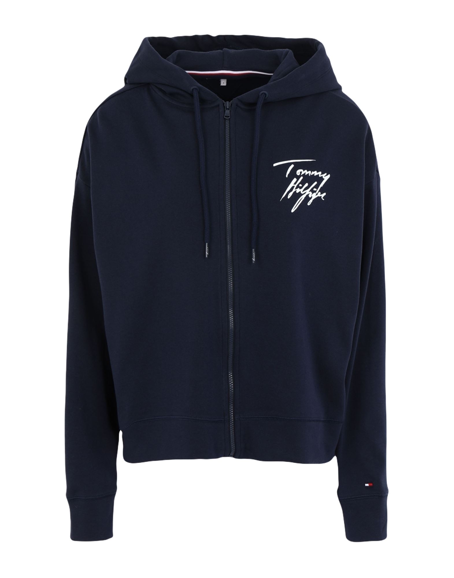 《セール開催中》TOMMY HILFIGER レディース スウェットシャツ ダークブルー M オーガニックコットン 97% / ポリウレタン 3% FZ HOODIE