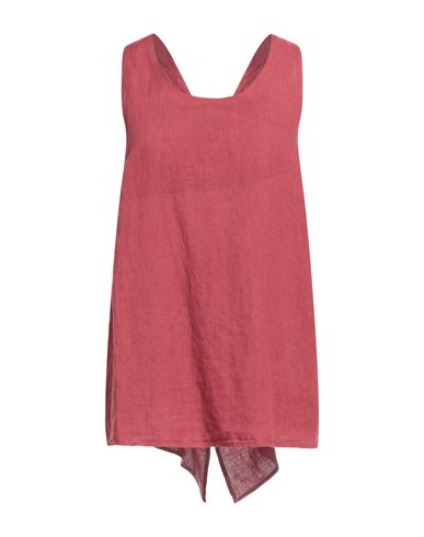 Rossopuro Woman Top Brick Red Size S Linen