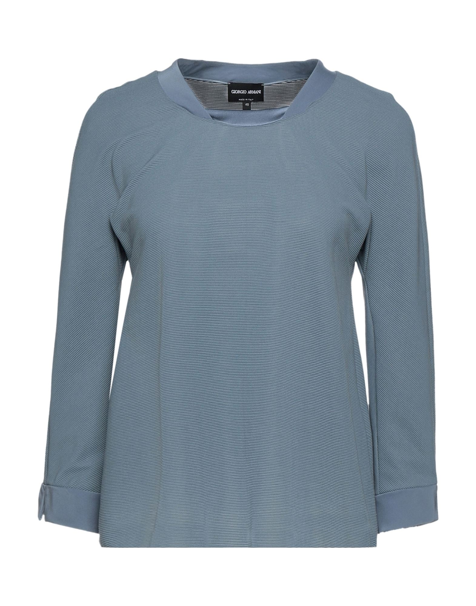 《セール開催中》GIORGIO ARMANI レディース T シャツ ブルーグレー 38 コットン 57% / ナイロン 33% / ポリウレタン 10% / シルク