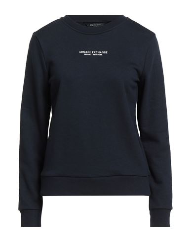 Armani Exchange Woman Sweatshirt Navy Size M Cotton, Polyester, Elastane In Blue
