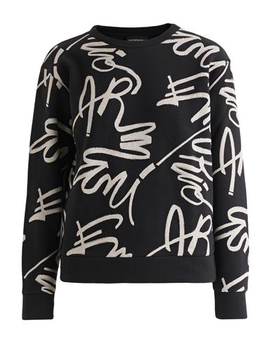 Emporio Armani Woman Sweatshirt Black Size 8 Cotton, Polyester