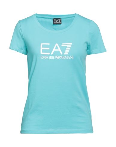 Ea7 Woman T-shirt Turquoise Size Xxs Cotton, Elastane In Blue