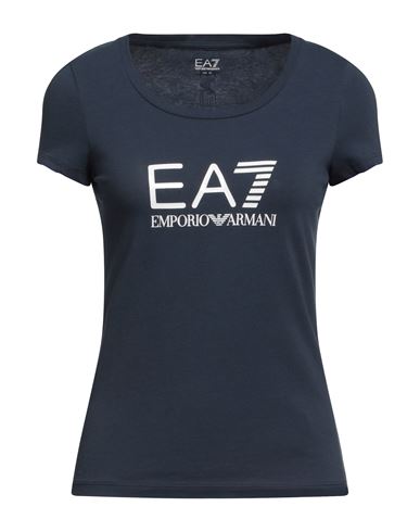 Ea7 Woman T-shirt Navy Blue Size Xs Cotton, Elastane