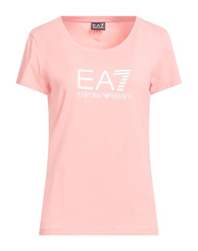 Ea7 Woman T-shirt Light Pink Size Xxl Cotton, Elastane
