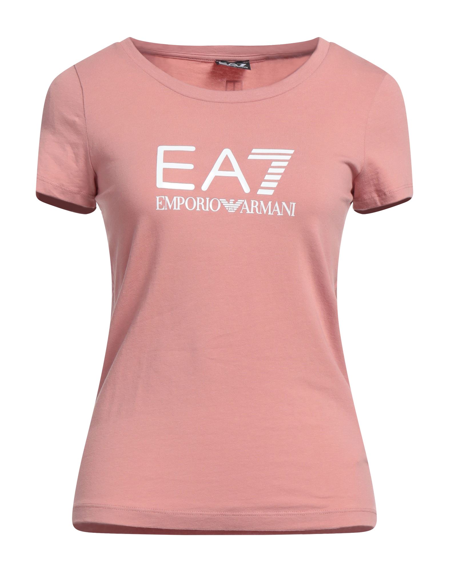 Shop Ea7 Woman T-shirt Pastel Pink Size L Cotton, Elastane