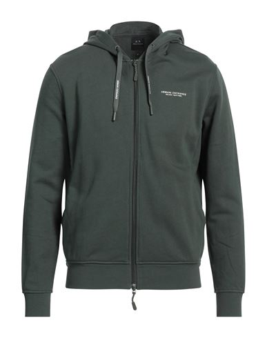 Armani Exchange Man Sweatshirt Dark Green Size S Cotton, Elastane In Green