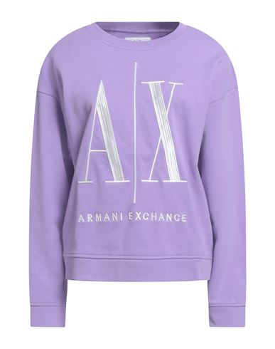 Armani Exchange Icon Period Woman Sweatshirt Lilac Size L Cotton In Purple