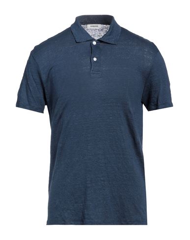 Sandro Man Polo Shirt Navy Blue Size M Linen