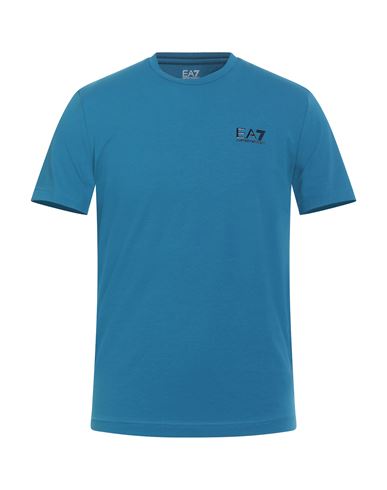 Ea7 Man T-shirt Azure Size Xl Cotton, Elastane In Blue