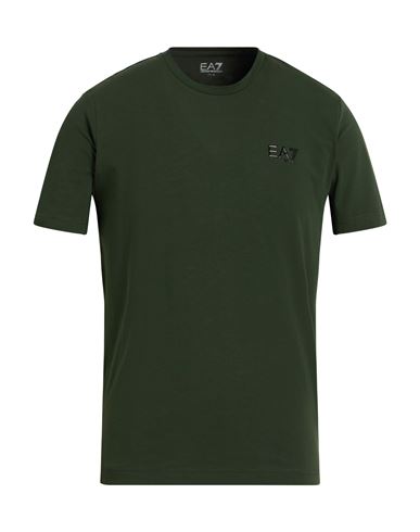 Ea7 Man T-shirt Military Green Size Xxl Cotton, Elastane In Green