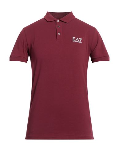 Ea7 Man Polo Shirt Burgundy Size S Cotton, Elastane In Red