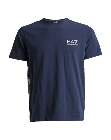 Ea7 Man T-shirt Navy Blue Size Xl Cotton, Elastane, Polyester