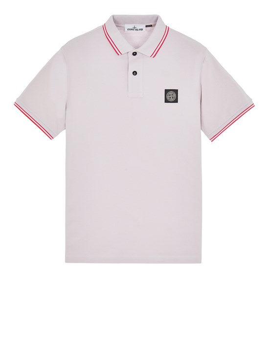  STONE ISLAND 22S18 STRETCH PIQUÉ Polo shirt Man Pink Quartz