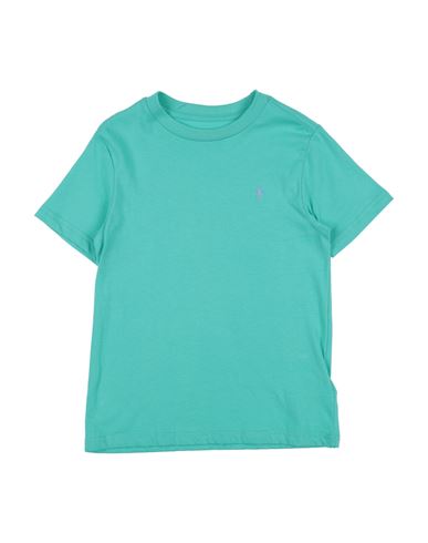 Polo Ralph Lauren Babies'  Cotton Jersey Crewneck Tee Toddler Boy T-shirt Sky Blue Size 5 Cotton In Green