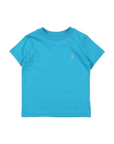 Shop Polo Ralph Lauren Cotton Jersey Crewneck Tee Toddler Boy T-shirt Azure Size 5 Cotton In Blue