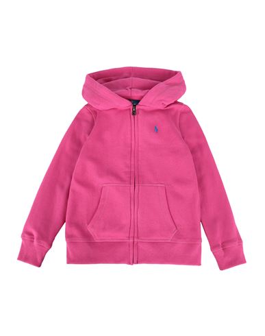 Polo Ralph Lauren Babies'  Cotton-blend-fleece Hoodie Toddler Girl Sweatshirt Fuchsia Size 5 Cotton, Polyeste In Pink