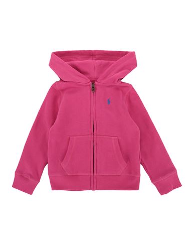Shop Polo Ralph Lauren Cotton-blend-fleece Hoodie Toddler Girl Sweatshirt Fuchsia Size 4 Cotton, Polyeste In Pink