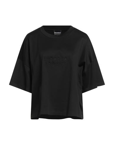 EMPORIO ARMANI EMPORIO ARMANI WOMAN T-SHIRT BLACK SIZE 16 COTTON 